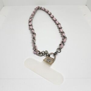 Pink Vegan Leather Chain Phone Charm | Wrist Strap | Everyday Accessory